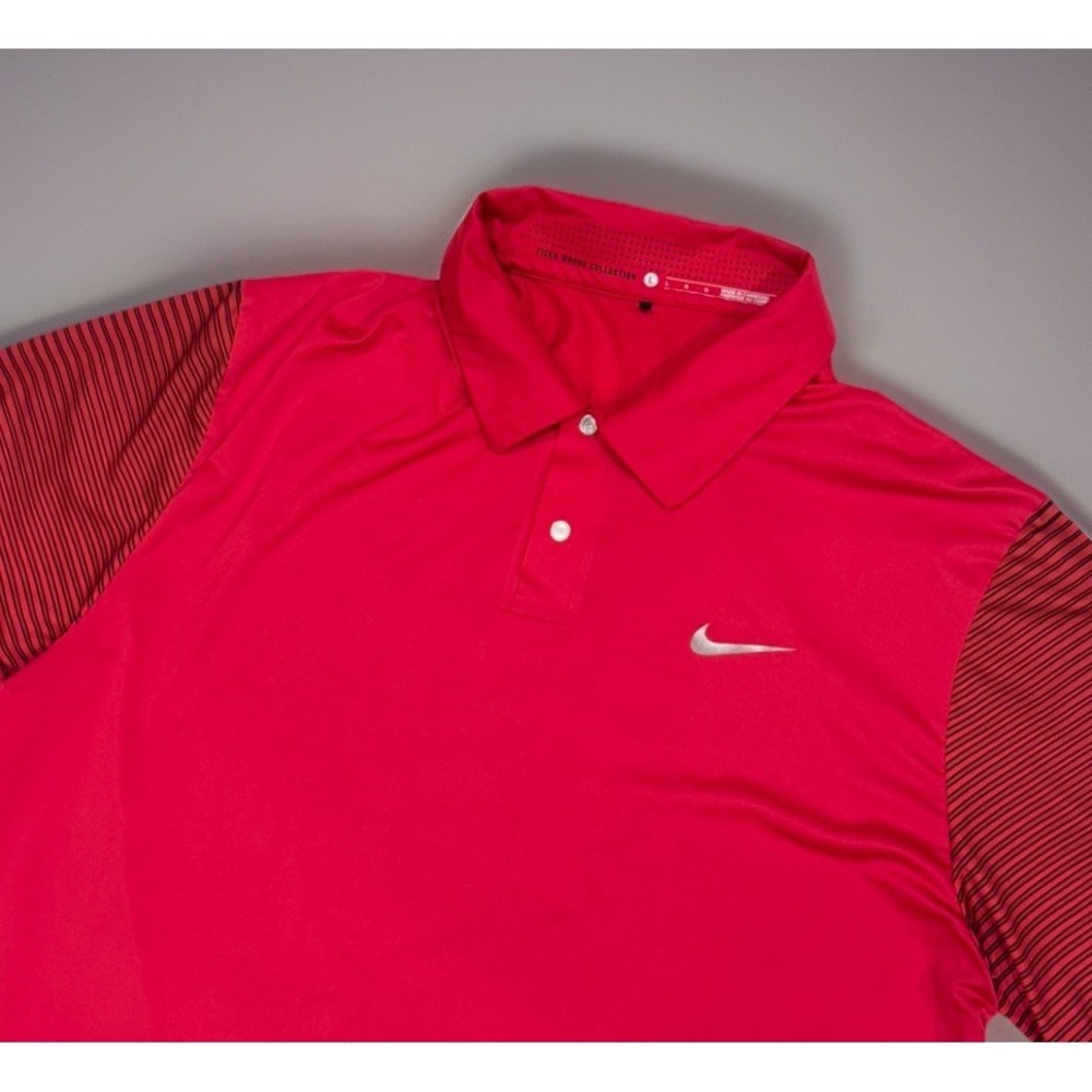 TIGER WOODS SUNDAY RED Nike Dri-Fit Breathable Mens Golf Polo Shirt Size LARGE